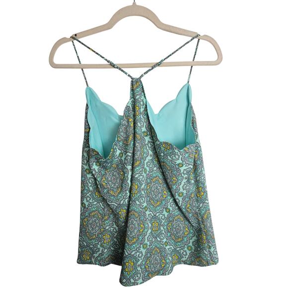 J Crew Tank Top Cami Tank Top Women 10 Green Medallion Print Scallop Top NWT - Picture 9 of 9